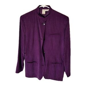 Vintage Clifford and Wills Blouse – Petite Size 8 – Purple – 100% Silk